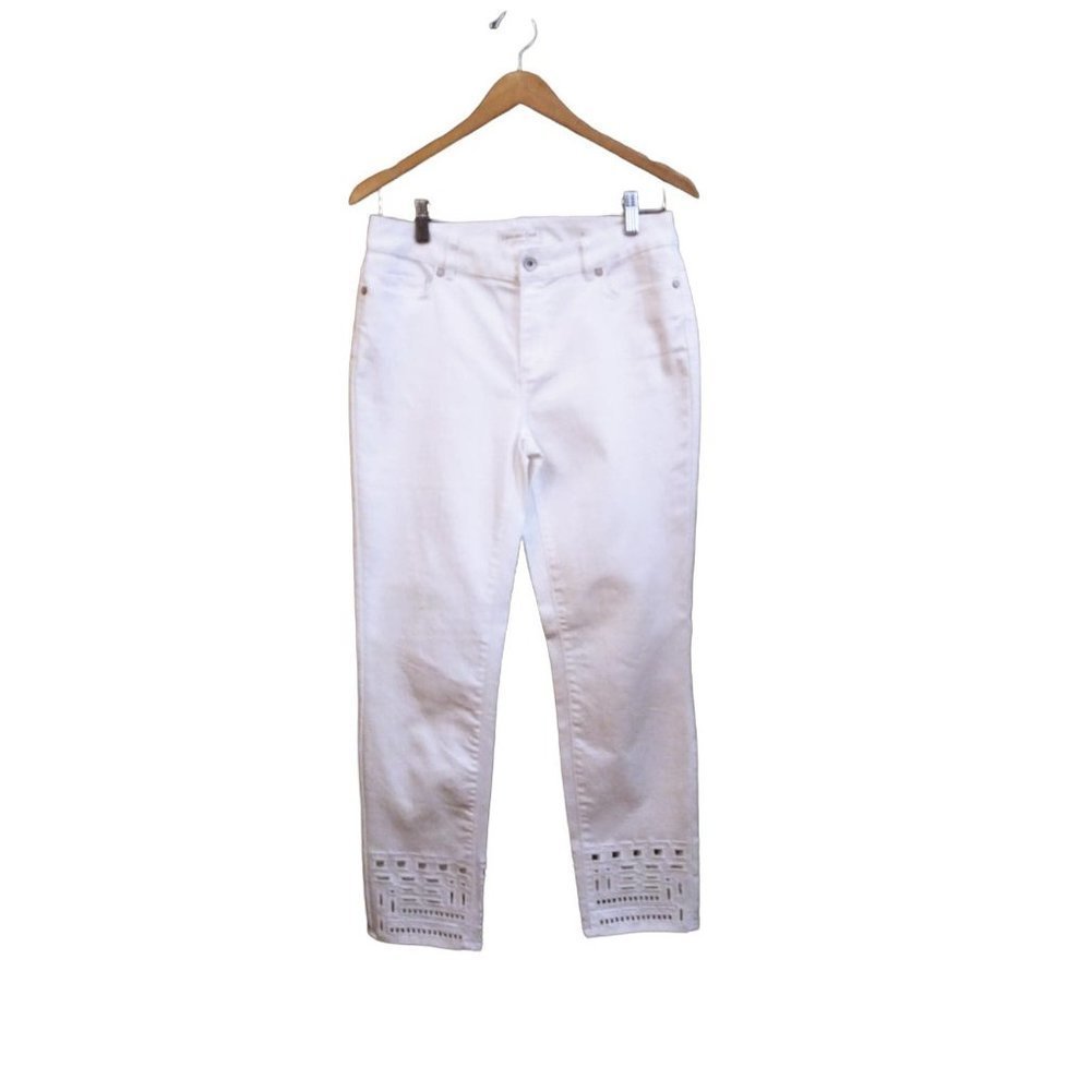 NWOT Coldwater Creek Natural Fit Cutout Design‎ Ankle Jeans White SIZE 4